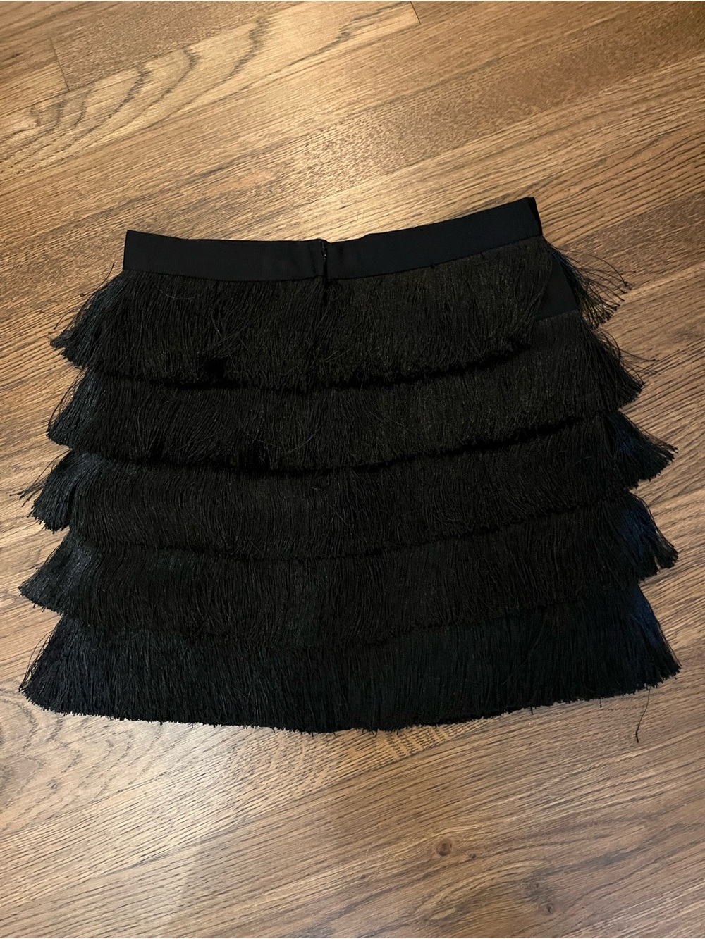 Ralph Lauren Black Fringe Tiered Mini Skirt. XS.